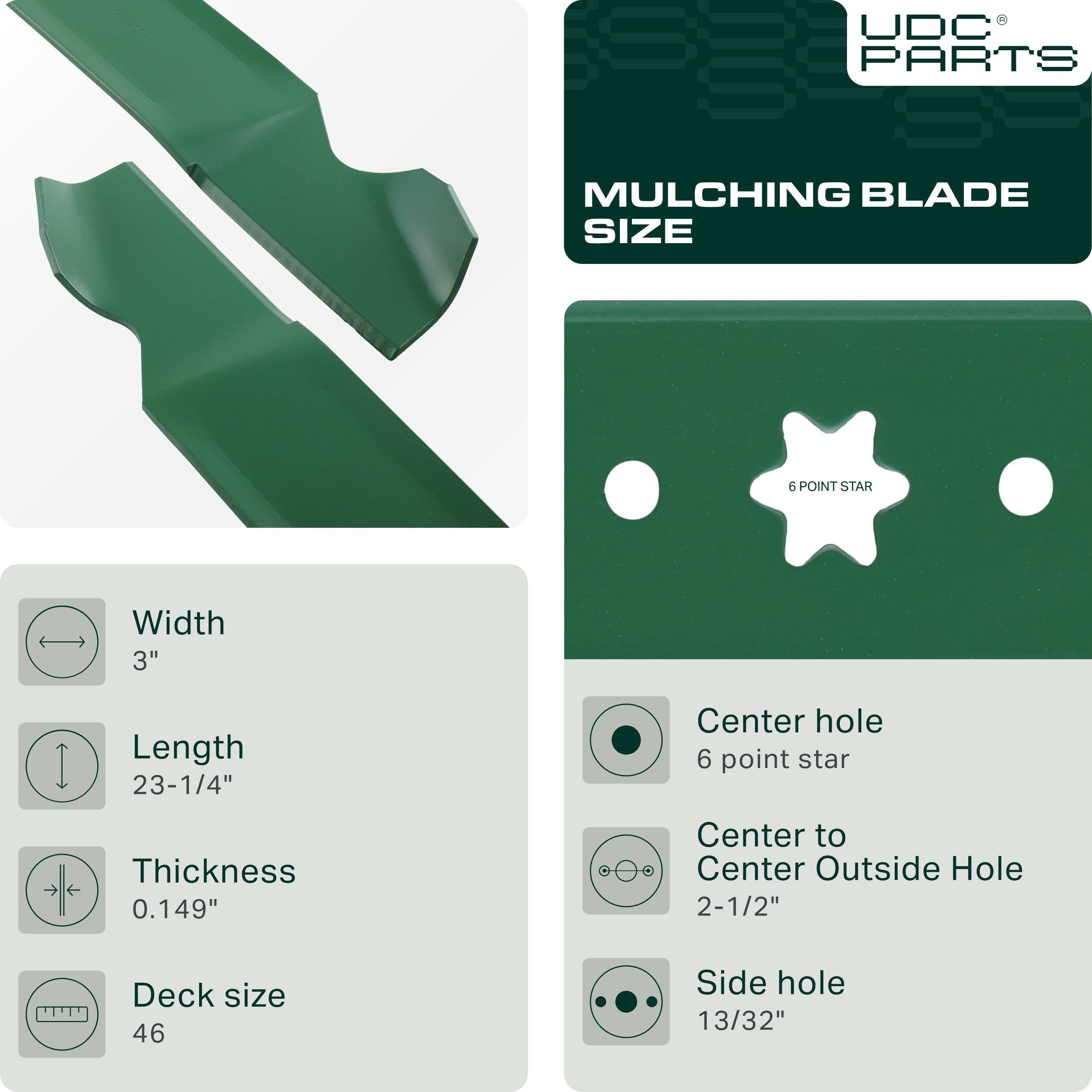 Stars-deals 942-04244A Mulching Mower Blades 6 Point Star for Cub Cadet 46 Inch XT1 LT46 LTX 1045 LTX1046 RZT-L46 XT2 942-04290A 942-04290 Troy Bilt 942-04244 Craftsman T140 T240 MTD 742-04290 / 2 Pack OEM–Equivalent Huskee Mower Blades - Stars-deals 942-04244A Mulching Mower Blades 6 Point Star for Cub Cadet 46 Inch XT1 LT46 LTX 1045 LTX1046 RZT-L46 XT2 942-04290A 942-04290 Troy Bilt 942-04244 Craftsman T140 T240 MTD 742-04290 / 2 Pack