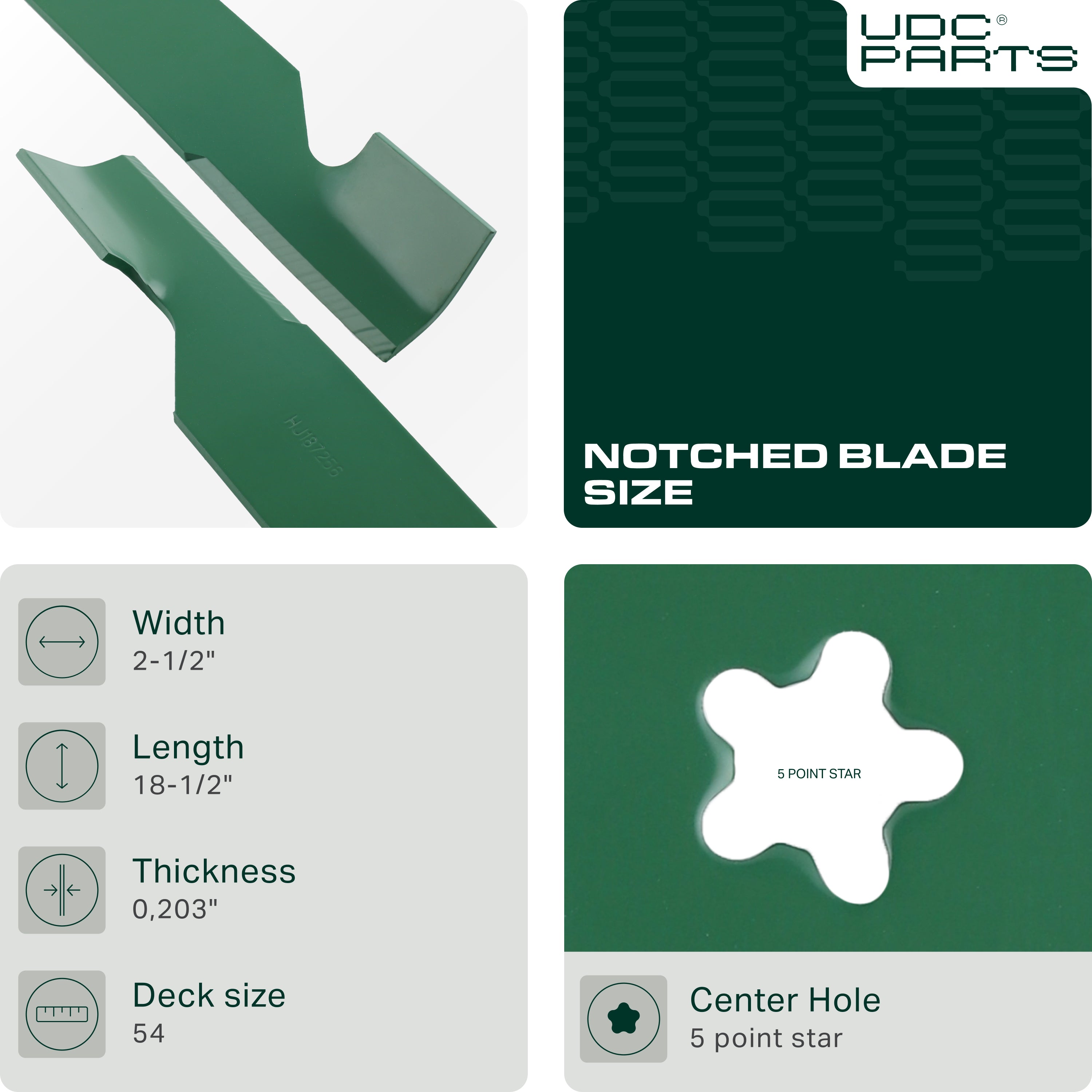 OEM–Equivalent Poulan Mower Blades -  Stars-deals Notched Mower Blades for Husqvarna 54 Inch 532187256 Z254 YTH2454 LGT2554 LGT2654 RZ5424 YTH24V54 / Fits Craftsman Poulan Replaces OEM no. 187256 187254/3 Pack High Lift