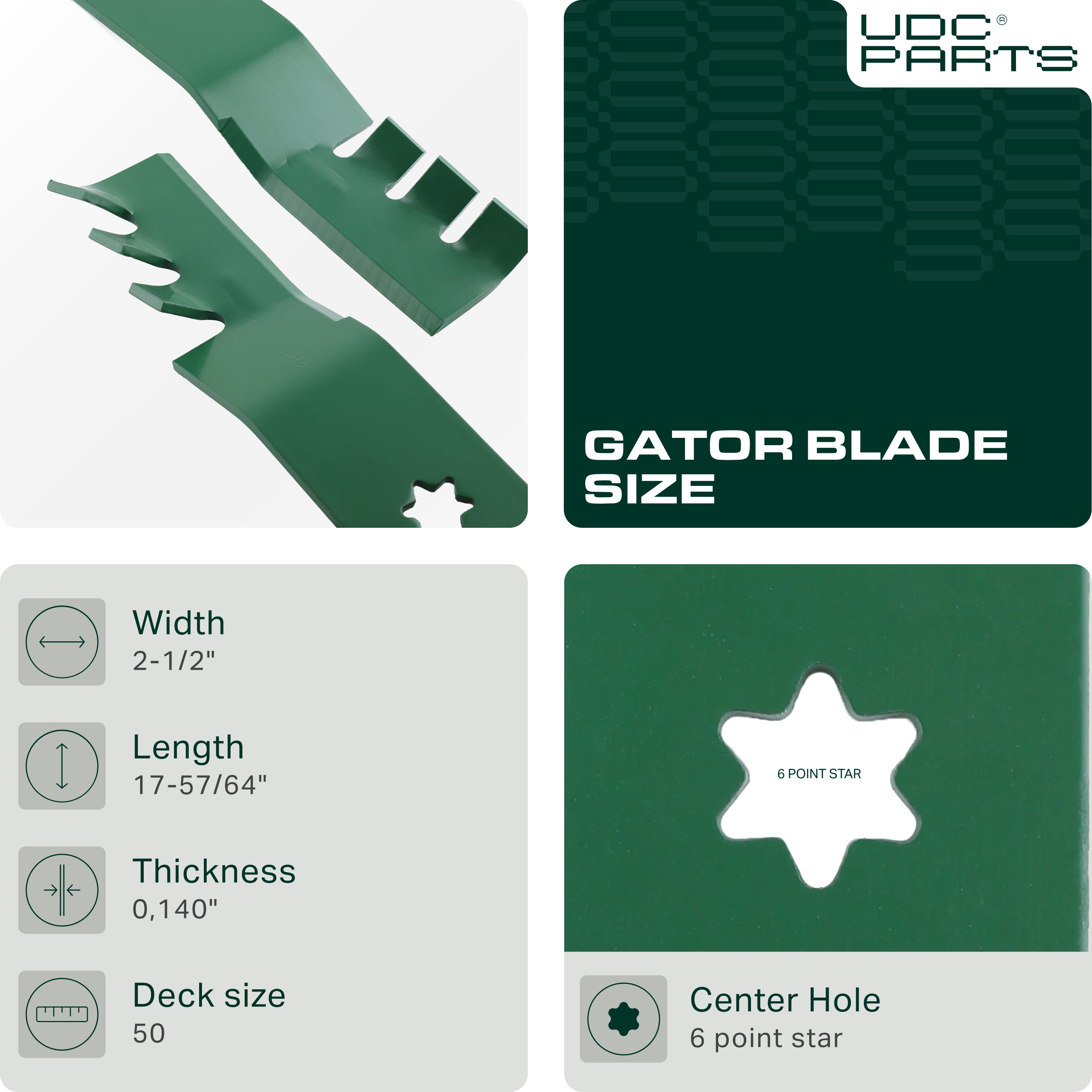 Aftermarket Cub Cadet Push Mower Parts -  Stars-deals 50 Inch Mower Blades for Cub Cadet 942-04053C 6 Point Star RZT50 LTX1050 LT1050 i1050 RZT S50 Troy Bilt 50