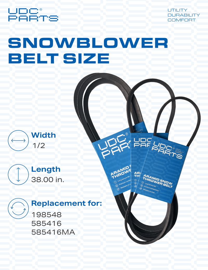  Stars-deals Snow Blower Belt 38.00 inches/Aramid Cord/Fits 585416 585416MA, MTD 754-0275 954-0275 954-0282 Other/Belt for Snow Thrower